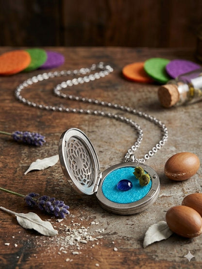 Aromatherapy Locket Necklace — Stainless Steel Essential Oil Diffuser (Spellbound)